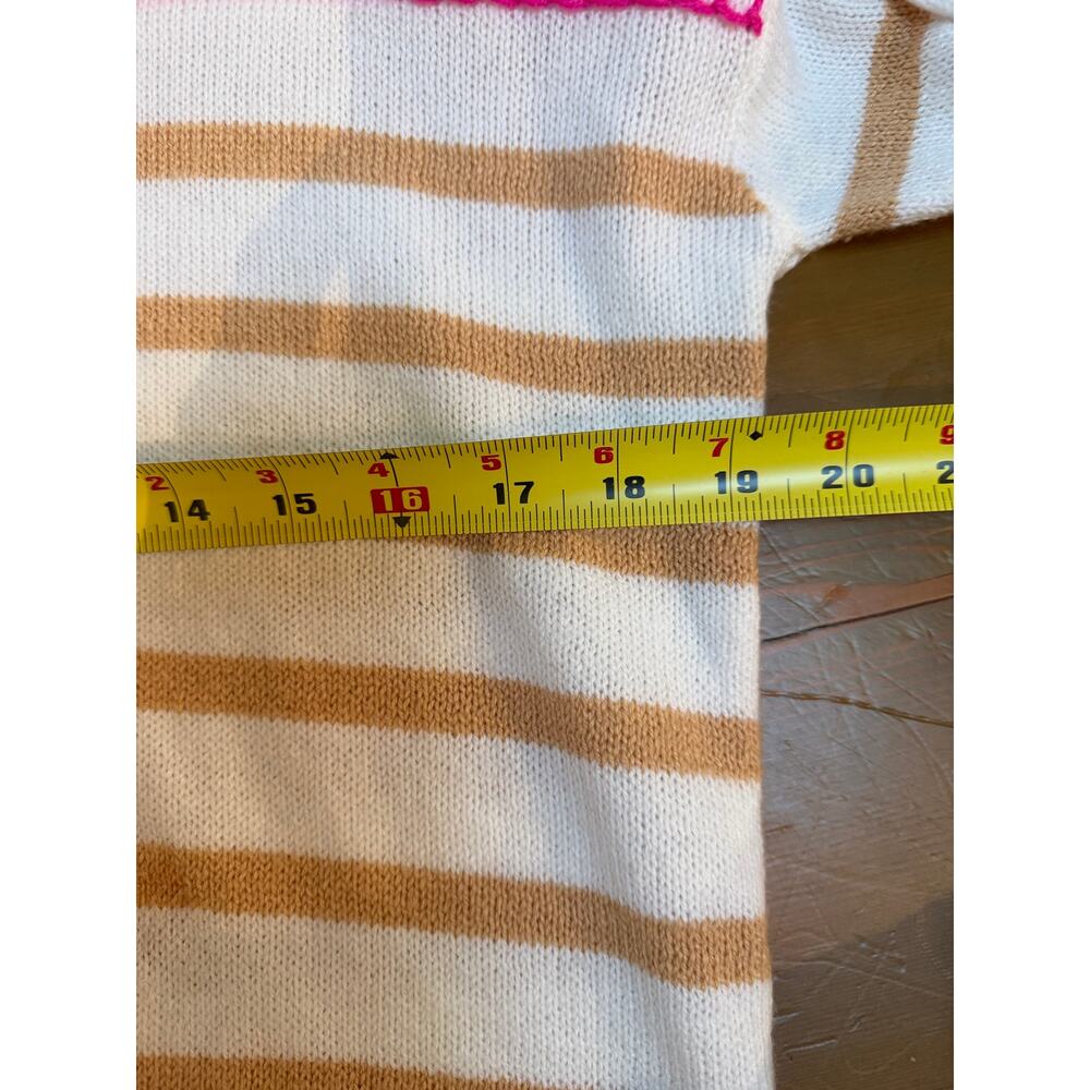 Lilly Pulitzer Kyren Sweater XXS White Tan Stripe Cotton Blend Embroidered $148 - Picture 9 of 9